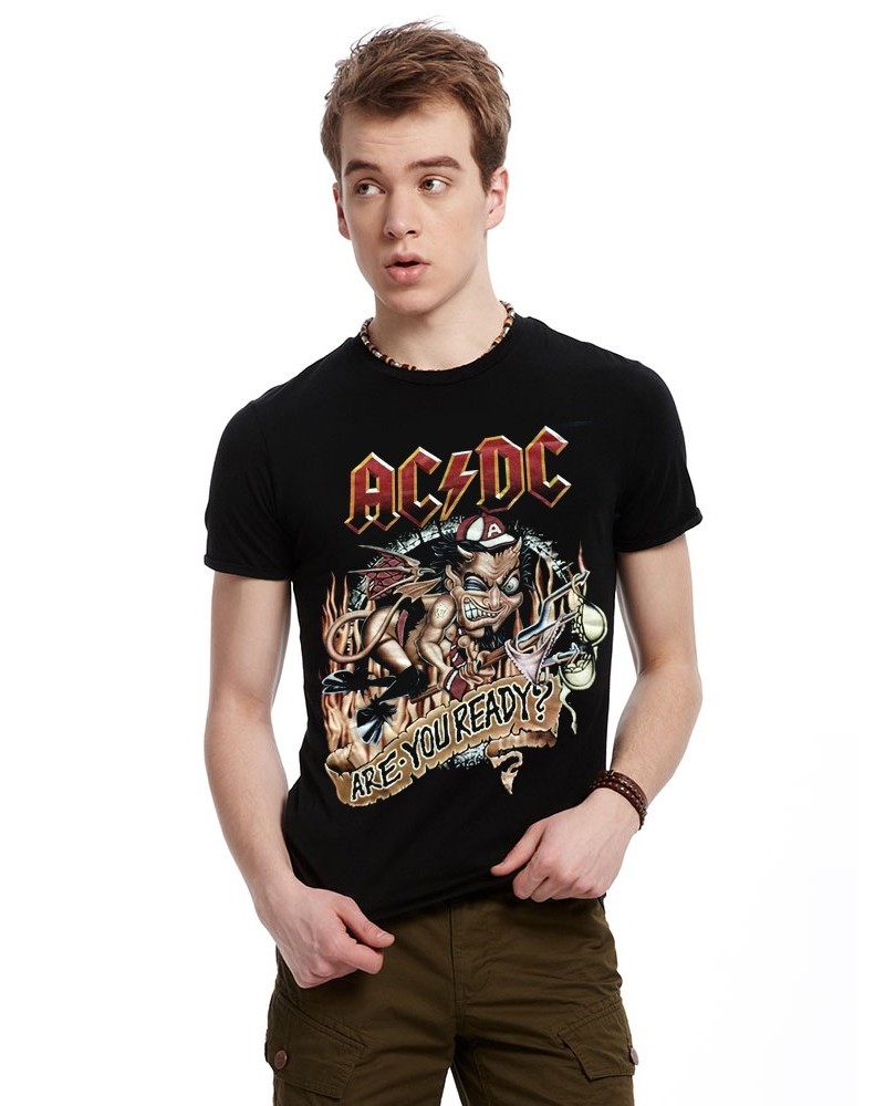 New men's short sleeved 3D stereo T-shirt, T-shirt printing, ACDC Australia heavy metal rock band