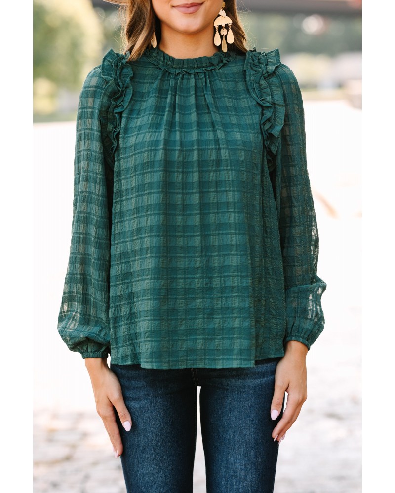 Best Behavior Emerald Green Ruffled Blouse