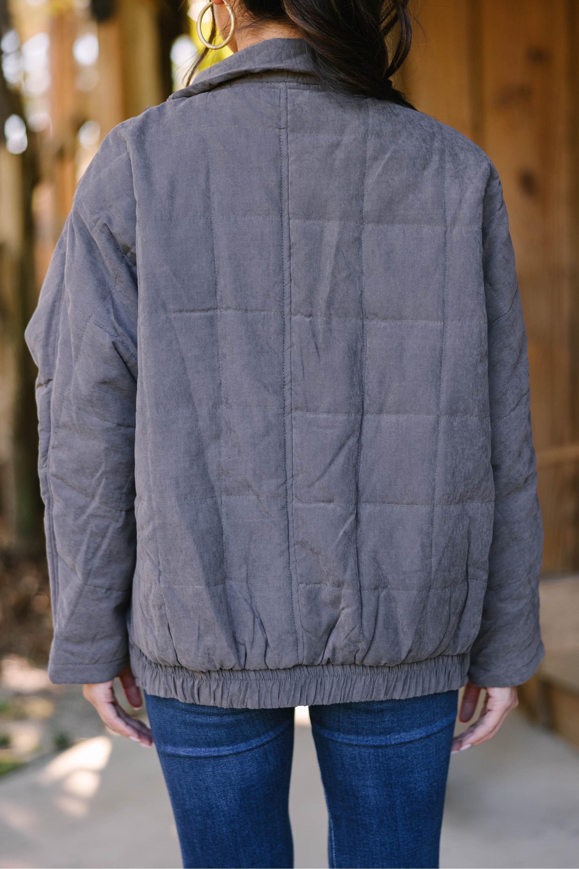 Think For Yourself Charcoal Gray Quilted Jacket