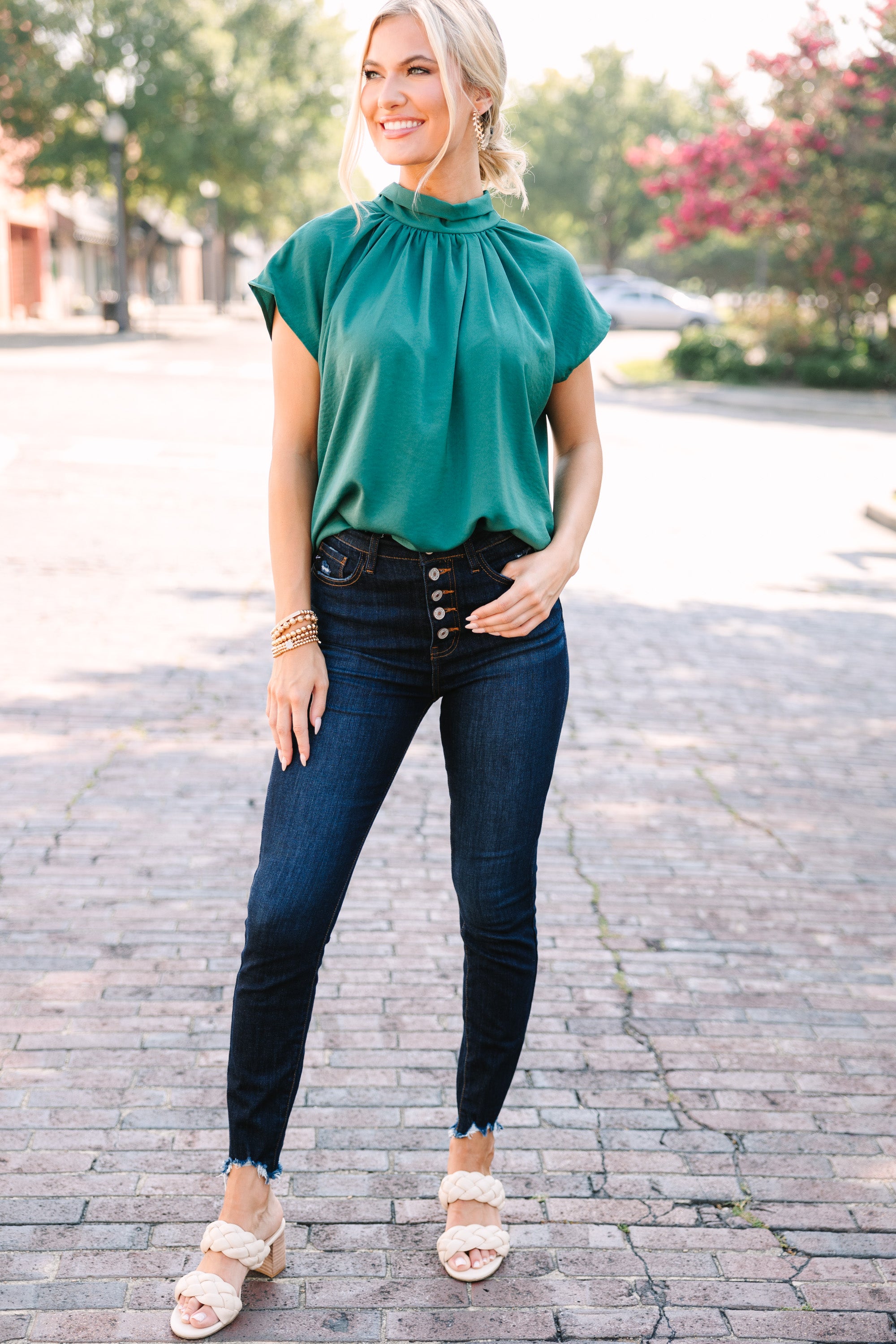 Take A Look Emerald Green Blouse