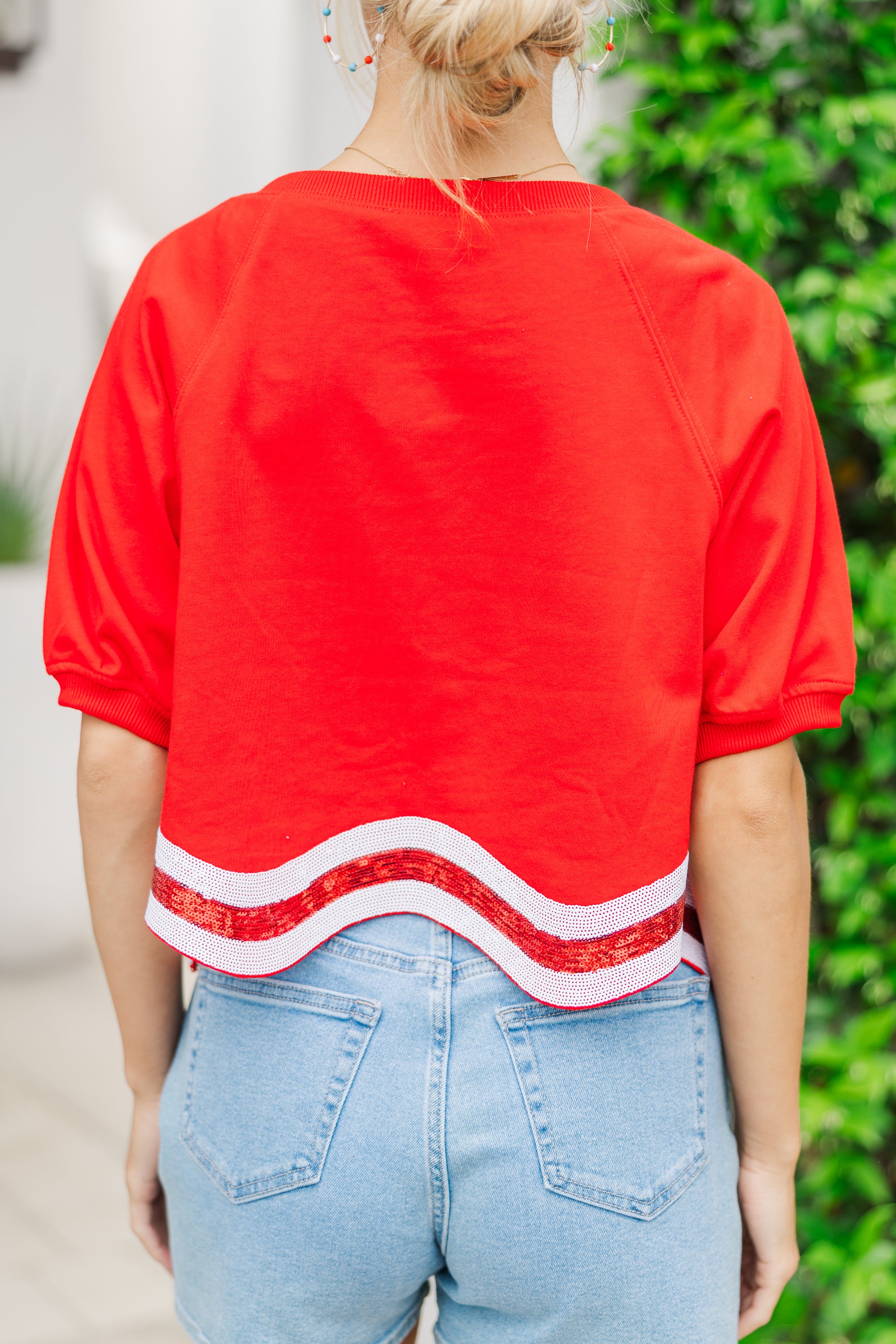 You're A Firework Red Sequin Trimmed Top