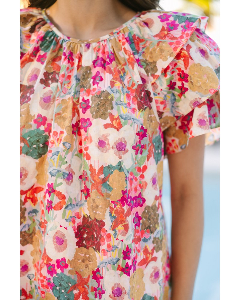 Hear Me Out Fuchsia Pink Floral Blouse