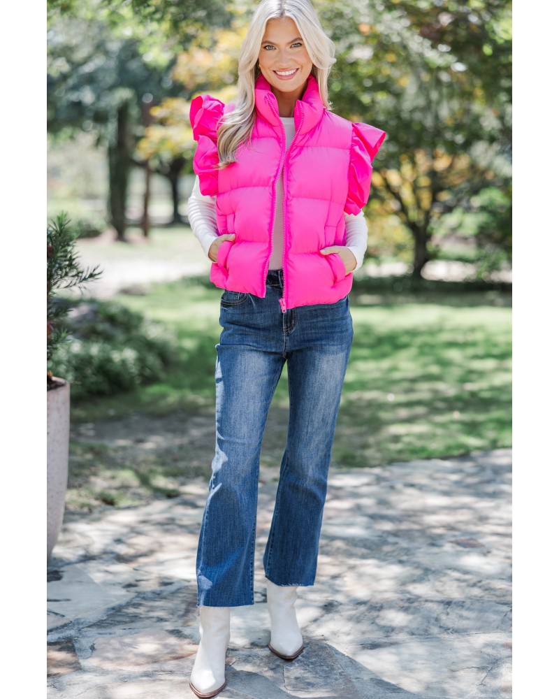 See You There Hot Pink Ruffled Vest