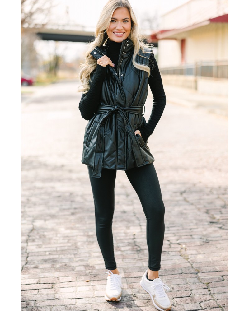 Living On The Edge Black Faux Leather Vest