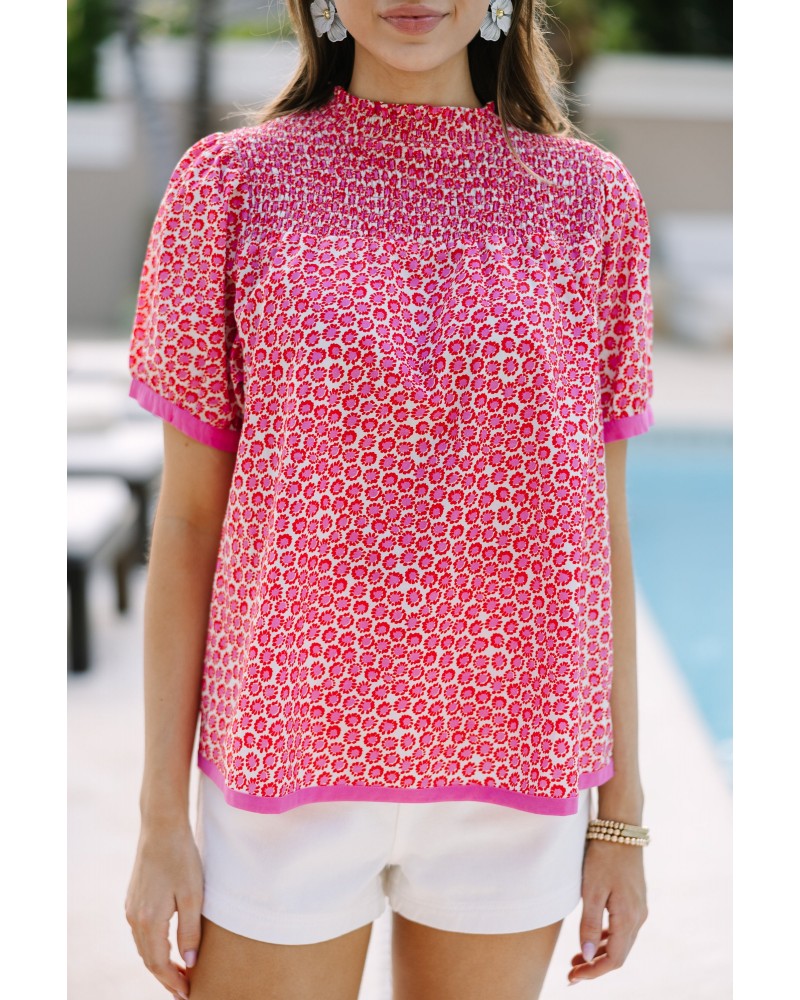 Speaking Truth Pink Ditsy Floral Blouse
