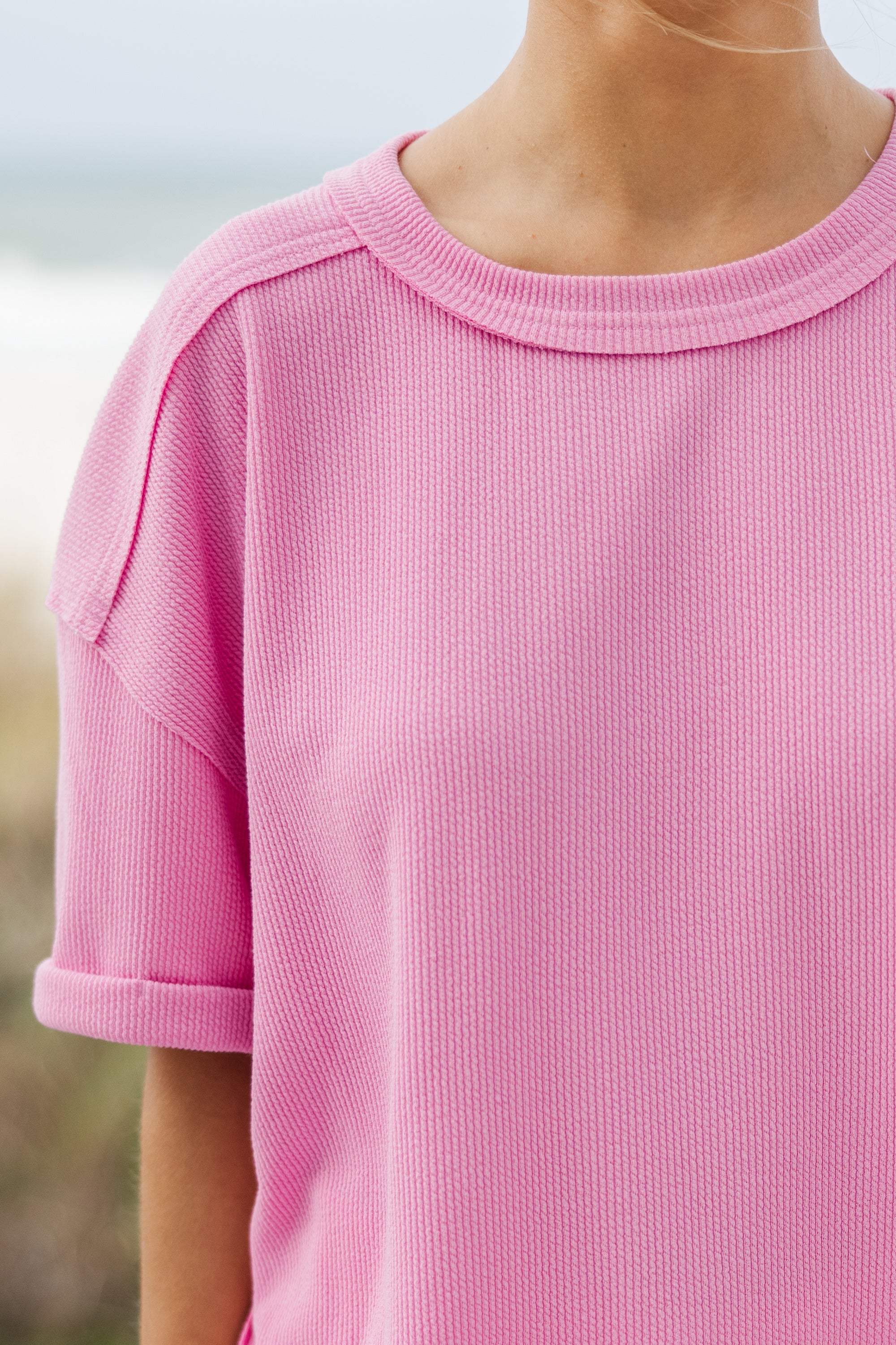 Never Better Pink Ribbed Top