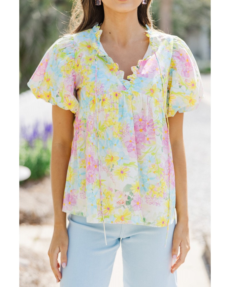 With Love And Joy Yellow Floral Blouse