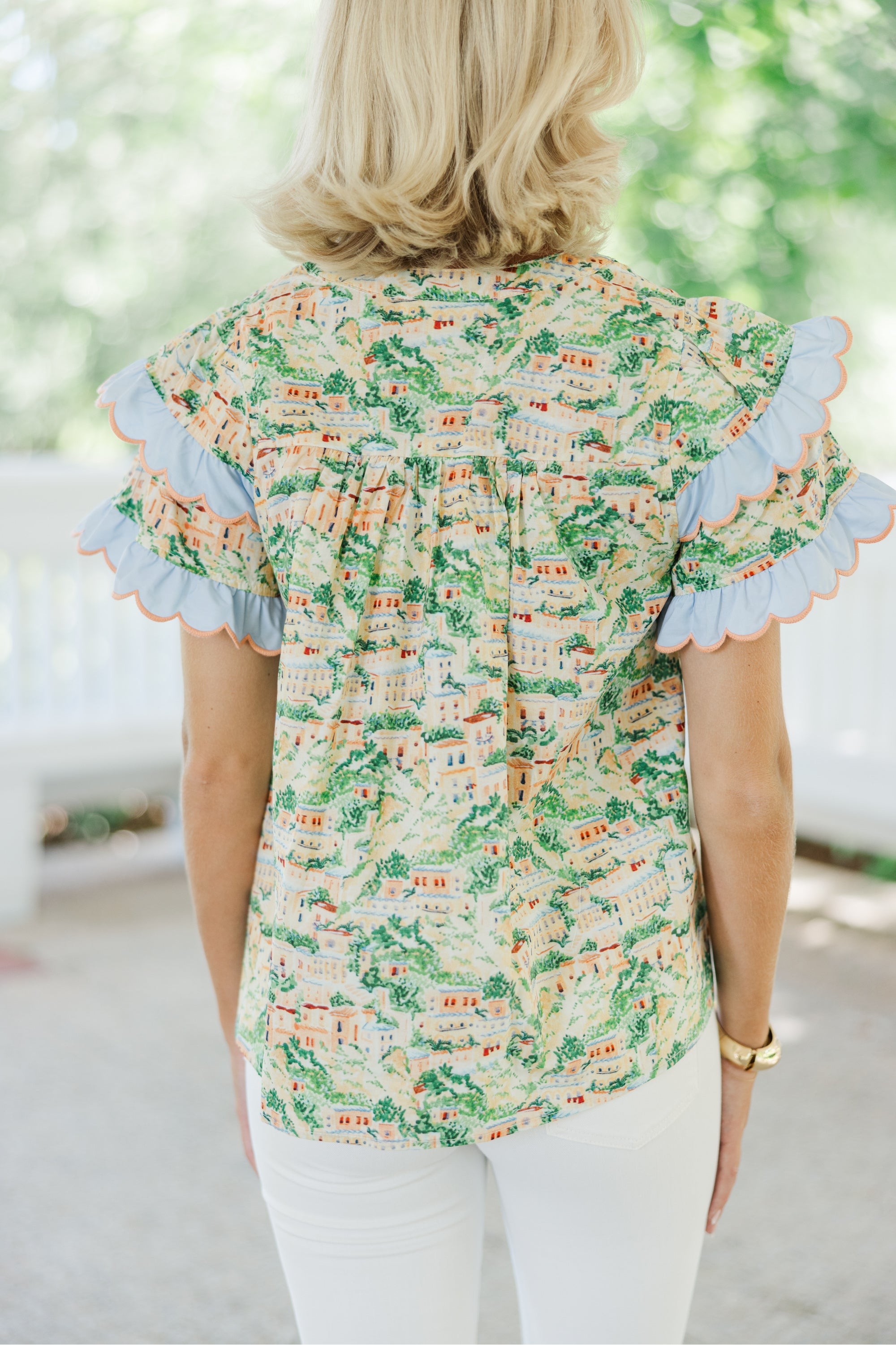 Stay Close To Me Green Toile Blouse