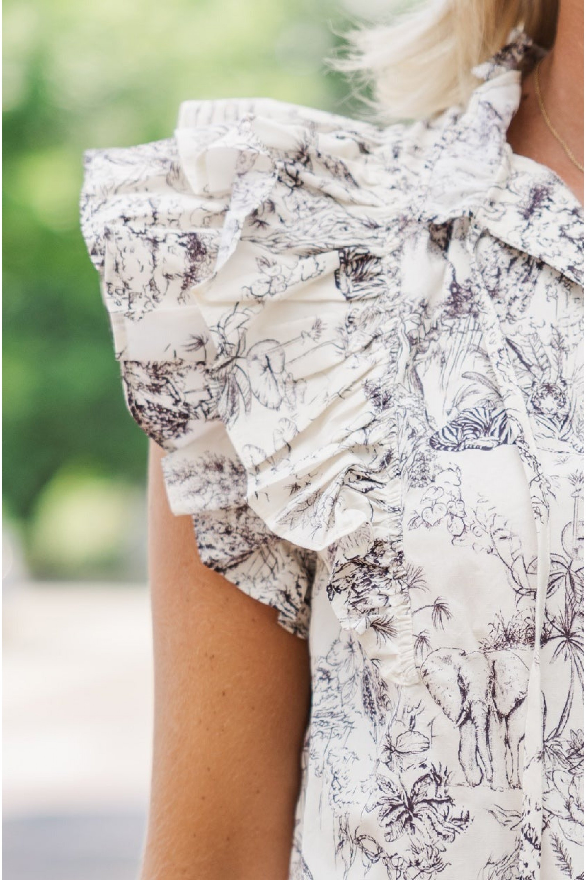 Make You Happy Mocha Brown Toile Blouse