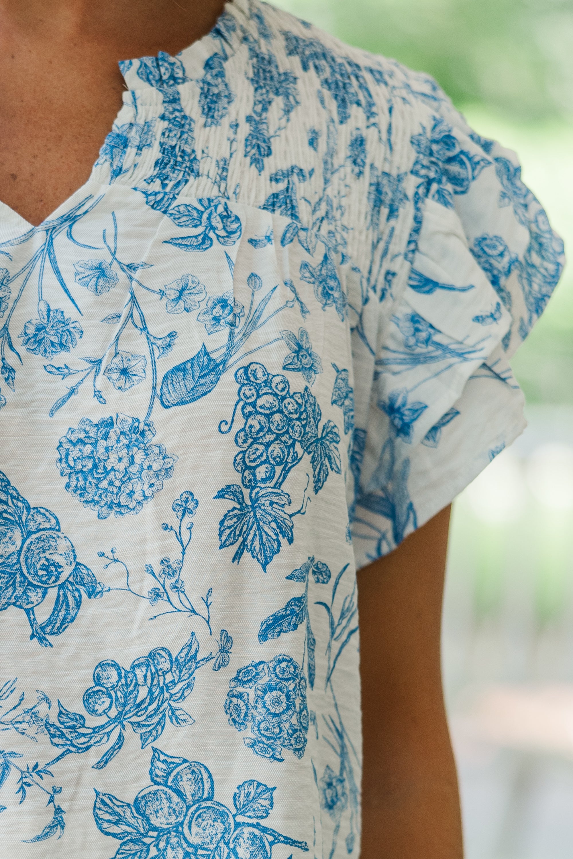Take Your Lead Blue Toile Blouse