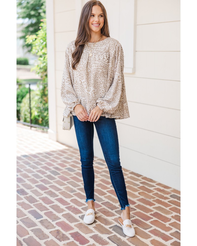 Feeling Blessed Taupe Leopard Tunic