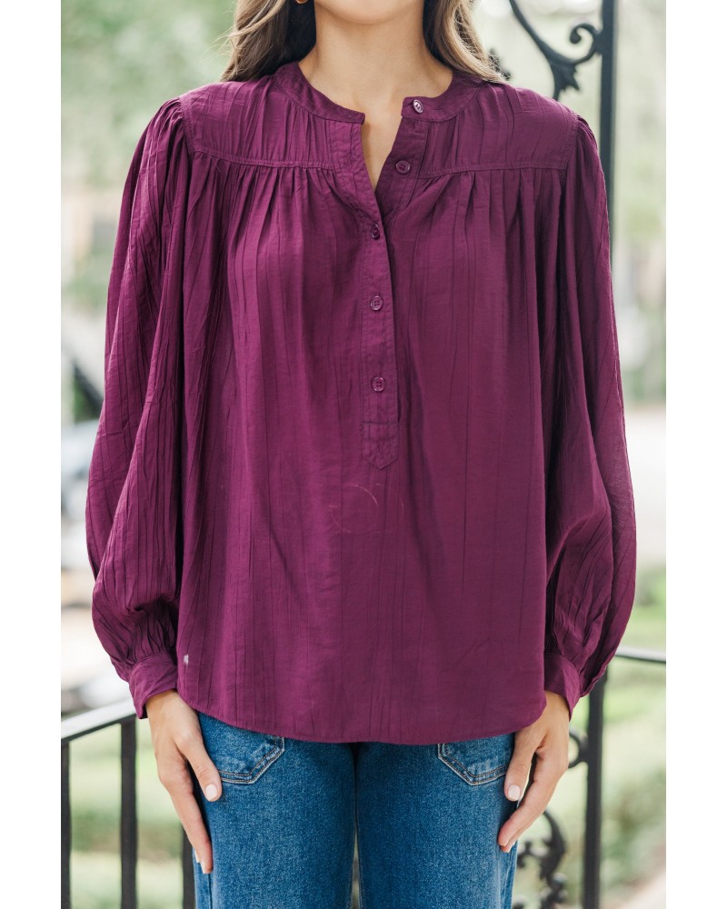 Show It Off Burgundy Red Button Down Blouse