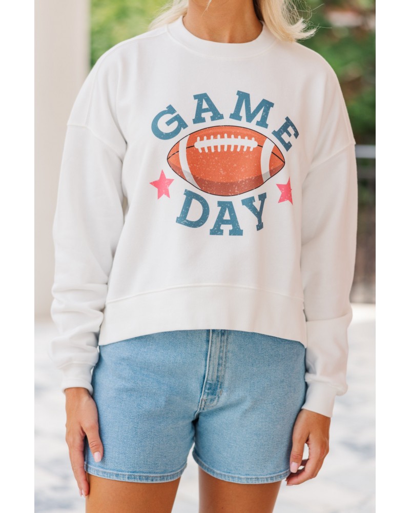 The Big Game White Graphic Sweatshirt