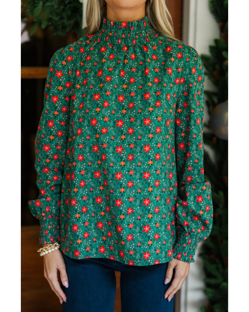 All I Need Emerald Floral Blouse