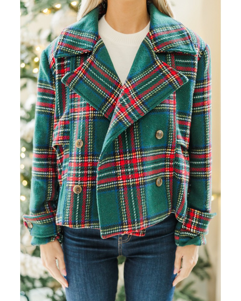 True Love's Embrace Green Plaid Coat
