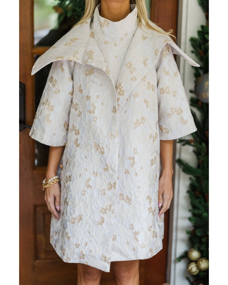 Best Days Are Here Cream Floral Brocade Jacket